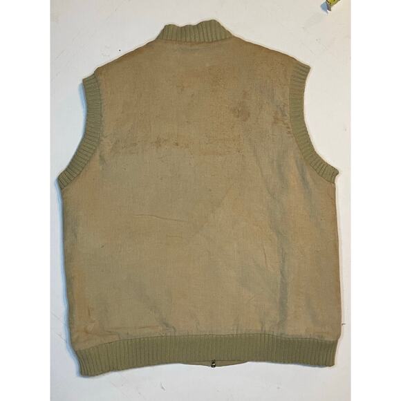 St. John’s Bay Mens L Corduroy Utility Vest Tan Zip Front Quilted Lined Workwear - Picture 9 of 9